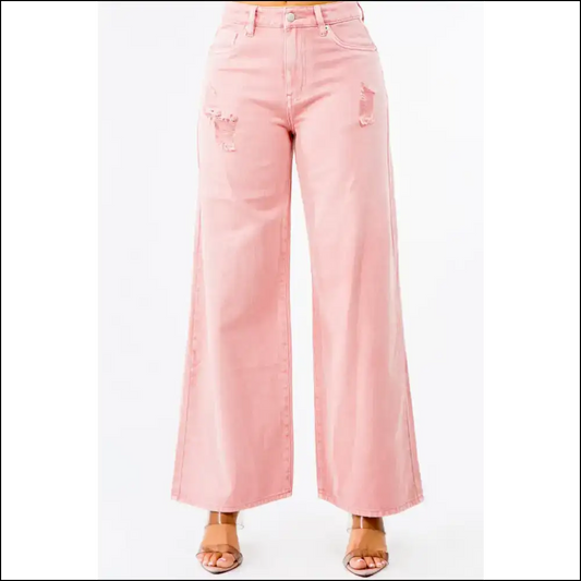 Strut your Stuff in American Bazi High Waist Jeans – Sass Approved! 👖✨ - Pink / 9 - on Sale Worldwide Shipping