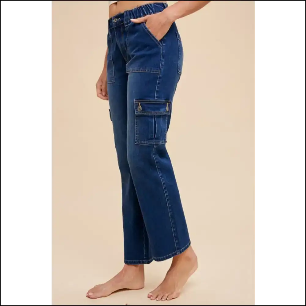 Strut your Stuff in Annie Wear Straight Leg Cargo Jeans - Fashion Bffs Unite! 💃 - on Sale Worldwide Shipping