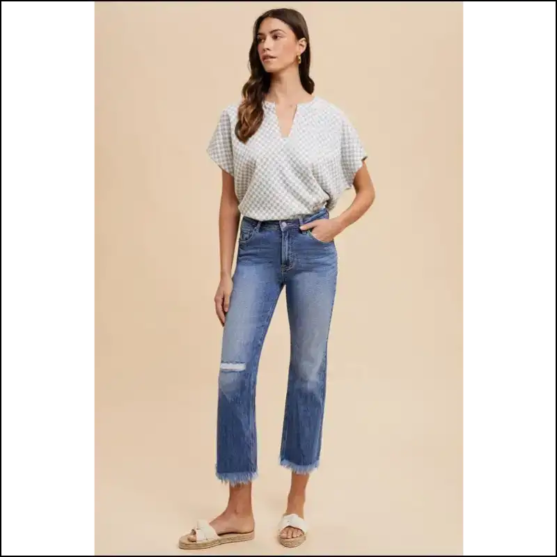 Strut your Stuff in Annie Wear’s Distressed Raw Hem Cropped Jeans – Chaos & Class! 💃 - on Sale Worldwide Shipping