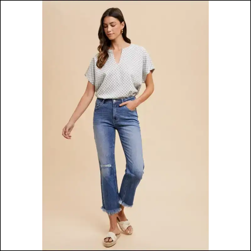 Strut your Stuff in Annie Wear’s Distressed Raw Hem Cropped Jeans – Chaos & Class! 💃 - on Sale Worldwide Shipping