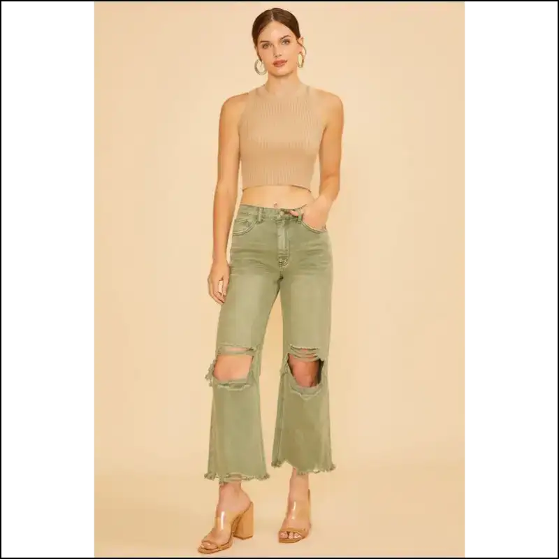 Strut your Stuff in Annie Wear’s Distressed Raw Hem Jeans: Own the Runway! 💃 - Jeans on Sale Worldwide Shipping