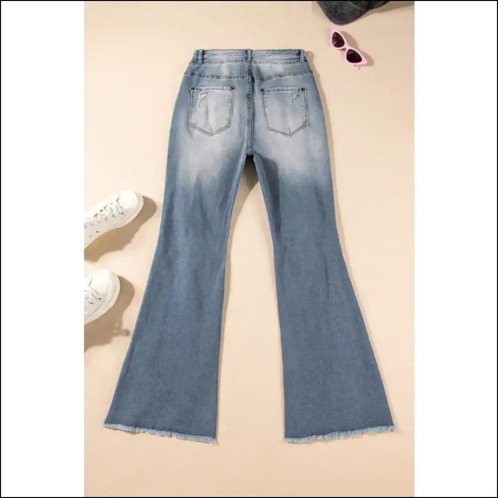 Strut your Stuff in Distressed Raw Hem Bootcut Jeans from Needful Things! 😂👖 - on Sale Worldwide Shipping