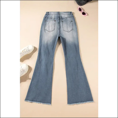Strut your Stuff in Distressed Raw Hem Bootcut Jeans from Needful Things! 😂👖 - on Sale Worldwide Shipping