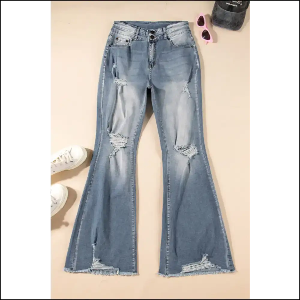 Strut your Stuff in Distressed Raw Hem Bootcut Jeans from Needful Things! 😂👖 - on Sale Worldwide Shipping