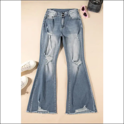 Strut your Stuff in Distressed Raw Hem Bootcut Jeans from Needful Things! 😂👖 - on Sale Worldwide Shipping