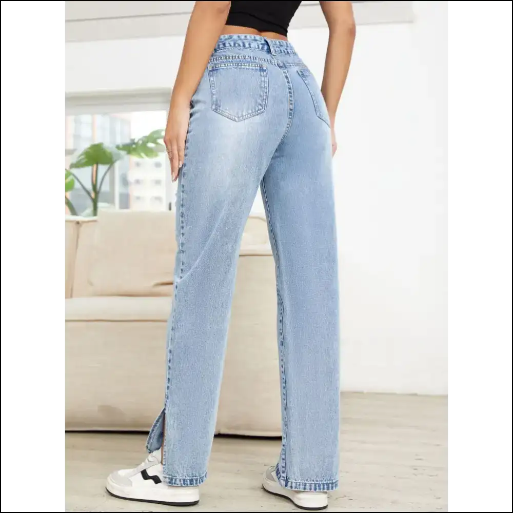 Strut your Stuff in Distressed Slit Straight Leg Jeans – Needful Things! 😎👖 - on Sale Worldwide Shipping