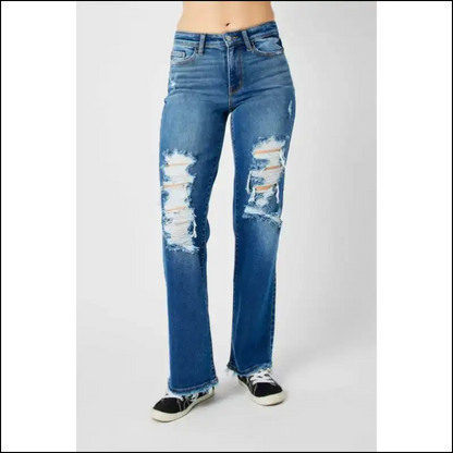 Strut your Stuff in Judy Blue Distressed Raw Hem Jeans—confidence Unleashed! 😎💥 - Medium / 5/27 - Jeans on Sale Worldwide Shipping