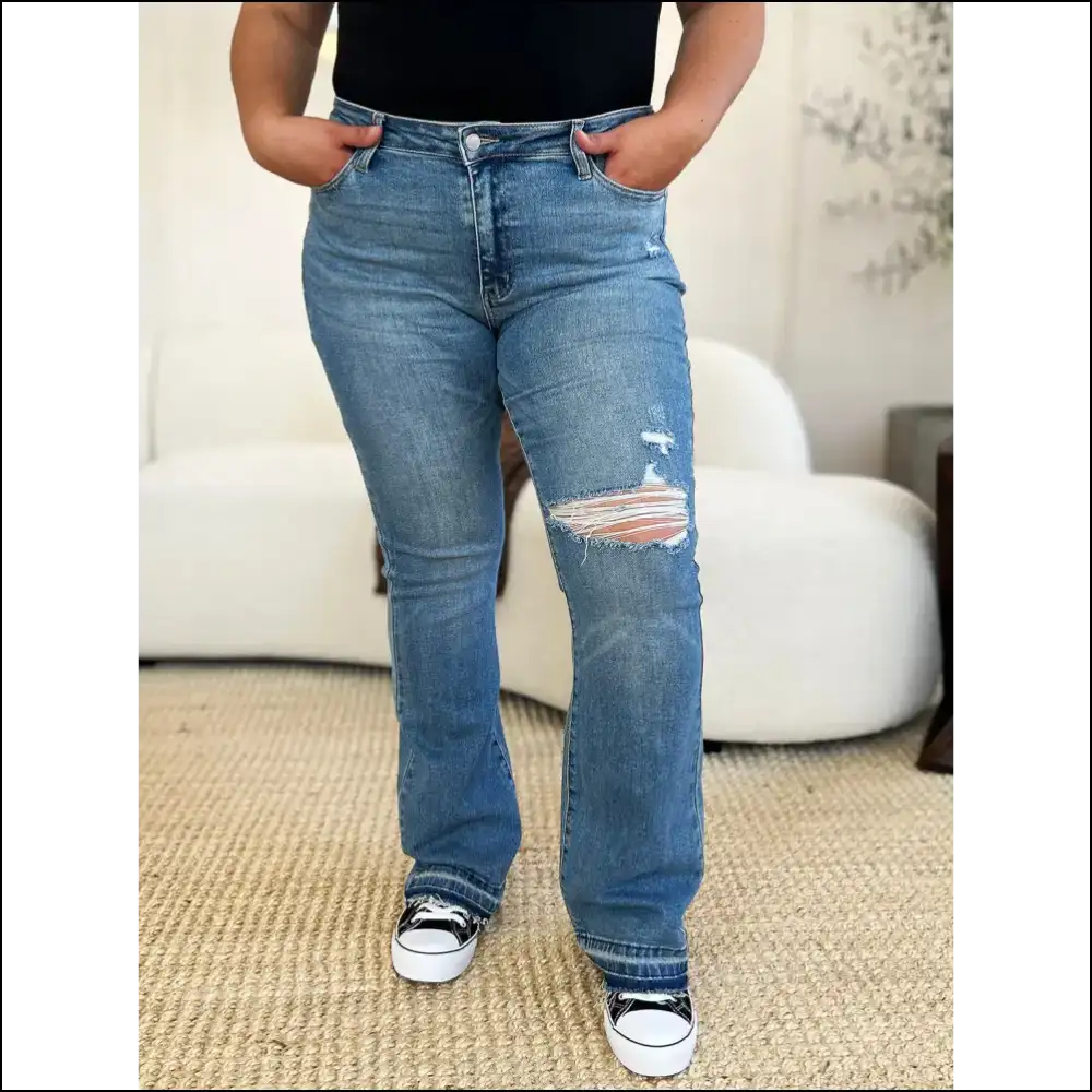 Strut your Stuff in Judy Blue Mid Rise: where Distress Meets Fabulousness! 💃✨ - Jeans on Sale Worldwide Shipping