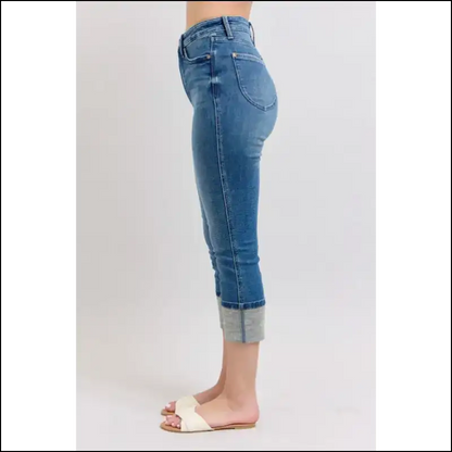 Strut your Stuff in Judy Blue’s Must-have Skinny Cuff Capris Jeans! 👖✨ - Jeans on Sale Worldwide Shipping