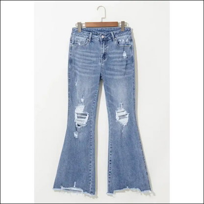 Strut your Stuff in Needful Things’ Chic Distressed Raw Hem Bootcut Jeans 😎 - on Sale Worldwide Shipping