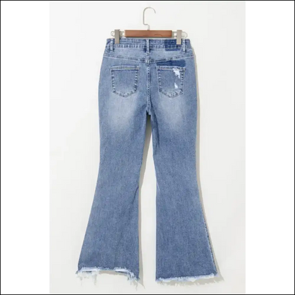 Strut your Stuff in Needful Things’ Chic Distressed Raw Hem Bootcut Jeans 😎 - on Sale Worldwide Shipping