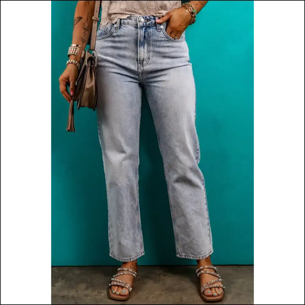 Strut your Stuff in Needful Things Pocketed Mid-rise Waist Jeans 😂 - Light / 16 - on Sale Worldwide Shipping