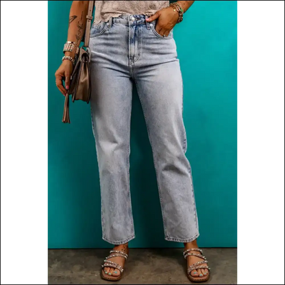 Strut your Stuff in Needful Things Pocketed Mid-rise Waist Jeans 😂 - Light / 16 - on Sale Worldwide Shipping