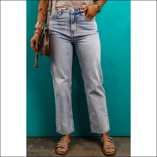Strut your Stuff in Needful Things Pocketed Mid-rise Waist Jeans 😂 - Light / 16 - on Sale Worldwide Shipping