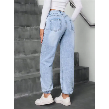 Strut your Stuff in Needful Things’ Studded High Waist Jeans – Confidence Unleashed! 👖✨ - on Sale Worldwide Shipping