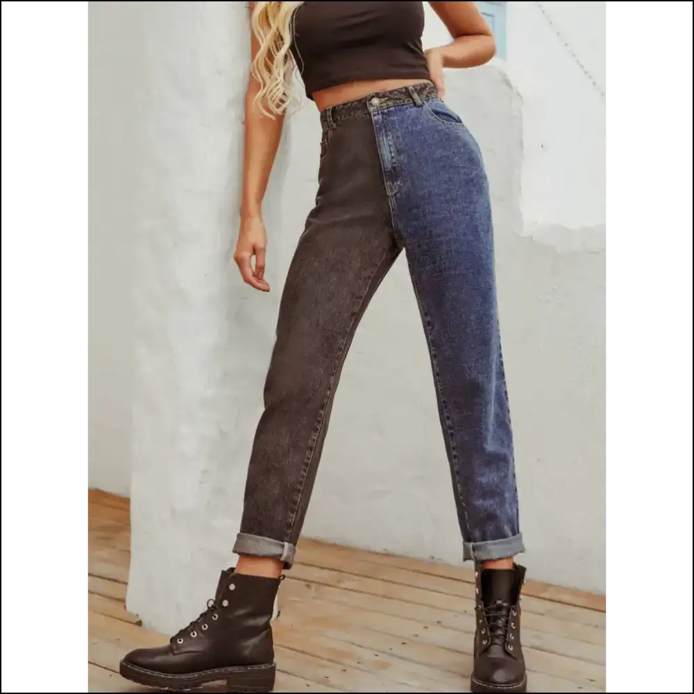 Strut your Stuff in Needful Things Two Tone Straight Leg Jeans! 💃👖 - Jeans on Sale Worldwide Shipping