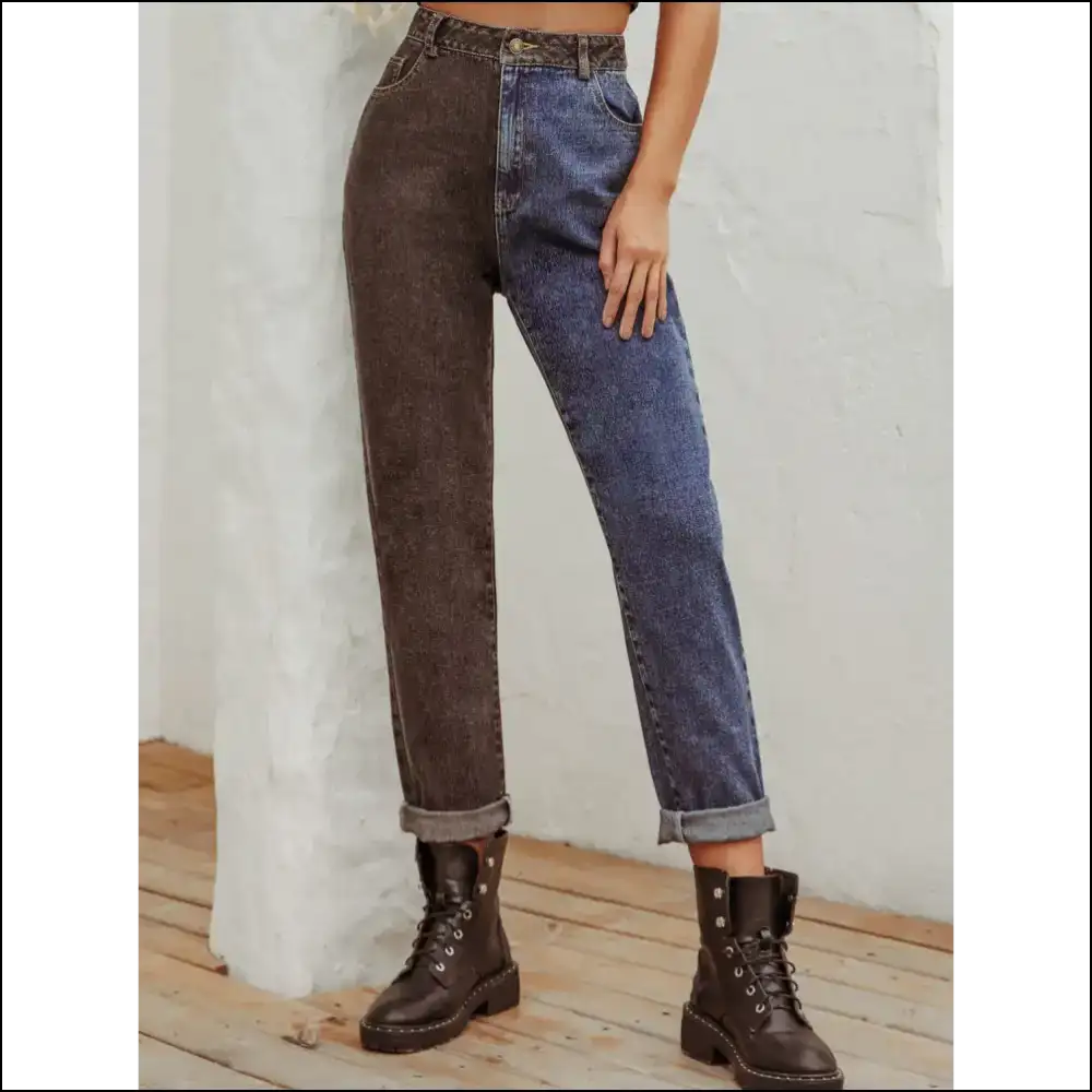 Strut your Stuff in Needful Things Two Tone Straight Leg Jeans! 💃👖 - Jeans on Sale Worldwide Shipping