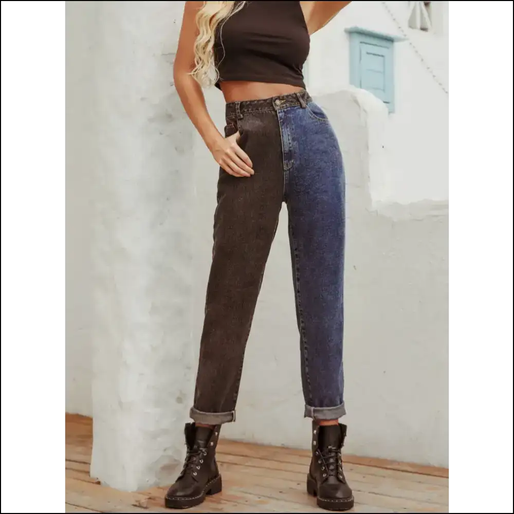 Strut your Stuff in Needful Things Two Tone Straight Leg Jeans! 💃👖 - Jeans on Sale Worldwide Shipping