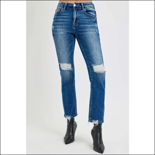 Strut your Stuff in Risen High Rise Distressed Jeans – Confidence on Fleek! 🏆👖 - Dark / 1xl - on Sale Worldwide Shipping