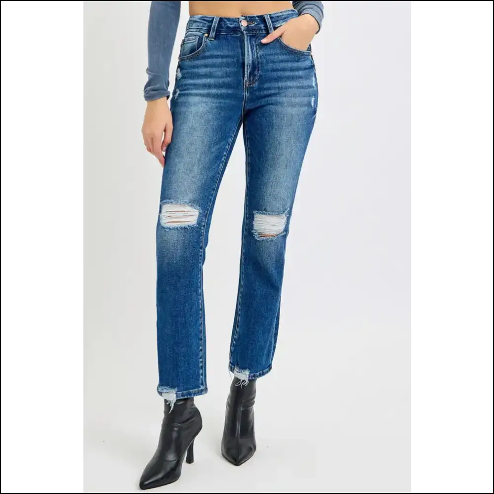 Strut your Stuff in Risen High Rise Distressed Jeans – Confidence on Fleek! 🏆👖 - on Sale Worldwide Shipping