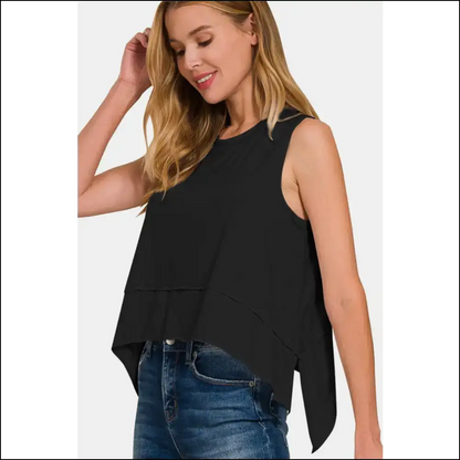 Strut your Stuff in the Chic Slit Round Neck Tank from Needful Things 😏✨ - Tops on Sale Worldwide Shipping