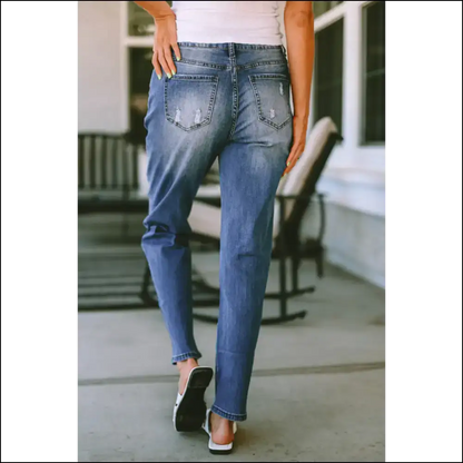 Strut your Style: Unleash Inner Fashionista with Distressed Chic Straight Jeans💃 - Jeans on Sale Worldwide Shipping