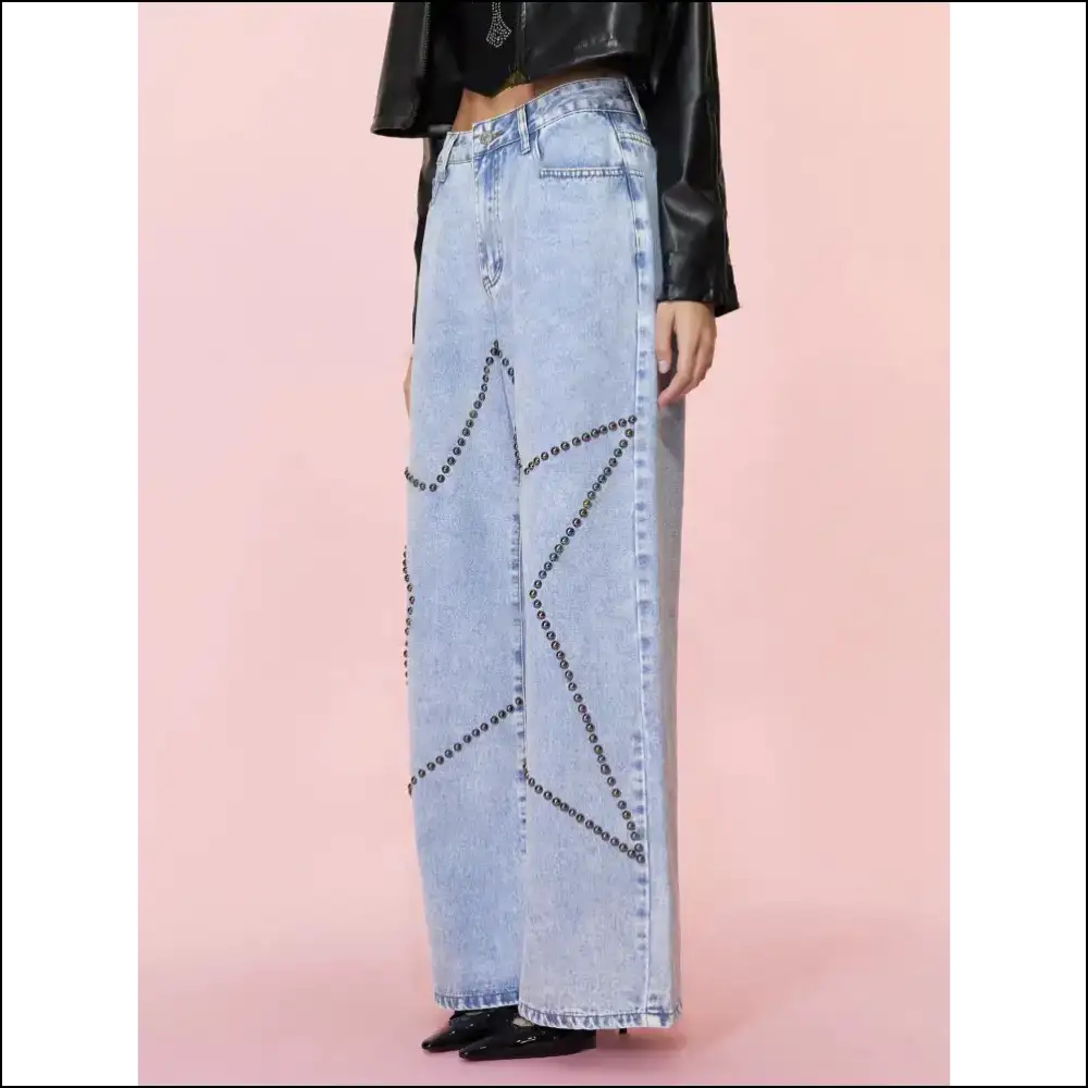 Studded Star Straight: Because your Curves Deserve a Standing Ovation! 🌟👖 - Jeans on Sale Worldwide Shipping