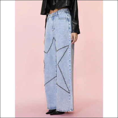 Studded Star Straight: Because your Curves Deserve a Standing Ovation! 🌟👖 - Jeans on Sale Worldwide Shipping
