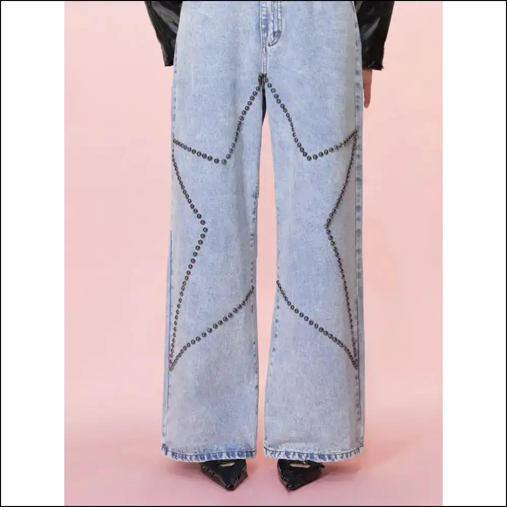 Studded Star Straight: Because your Curves Deserve a Standing Ovation! 🌟👖 - Jeans on Sale Worldwide Shipping