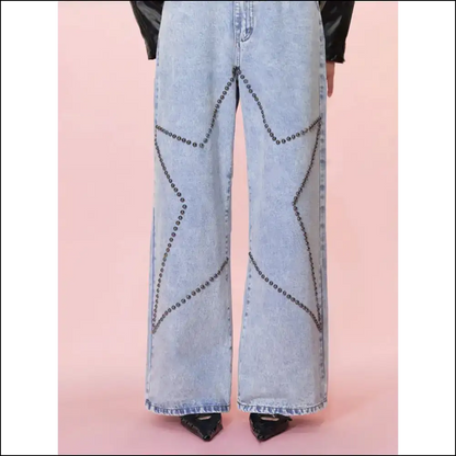 Studded Star Straight: Because your Curves Deserve a Standing Ovation! 🌟👖 - Jeans on Sale Worldwide Shipping