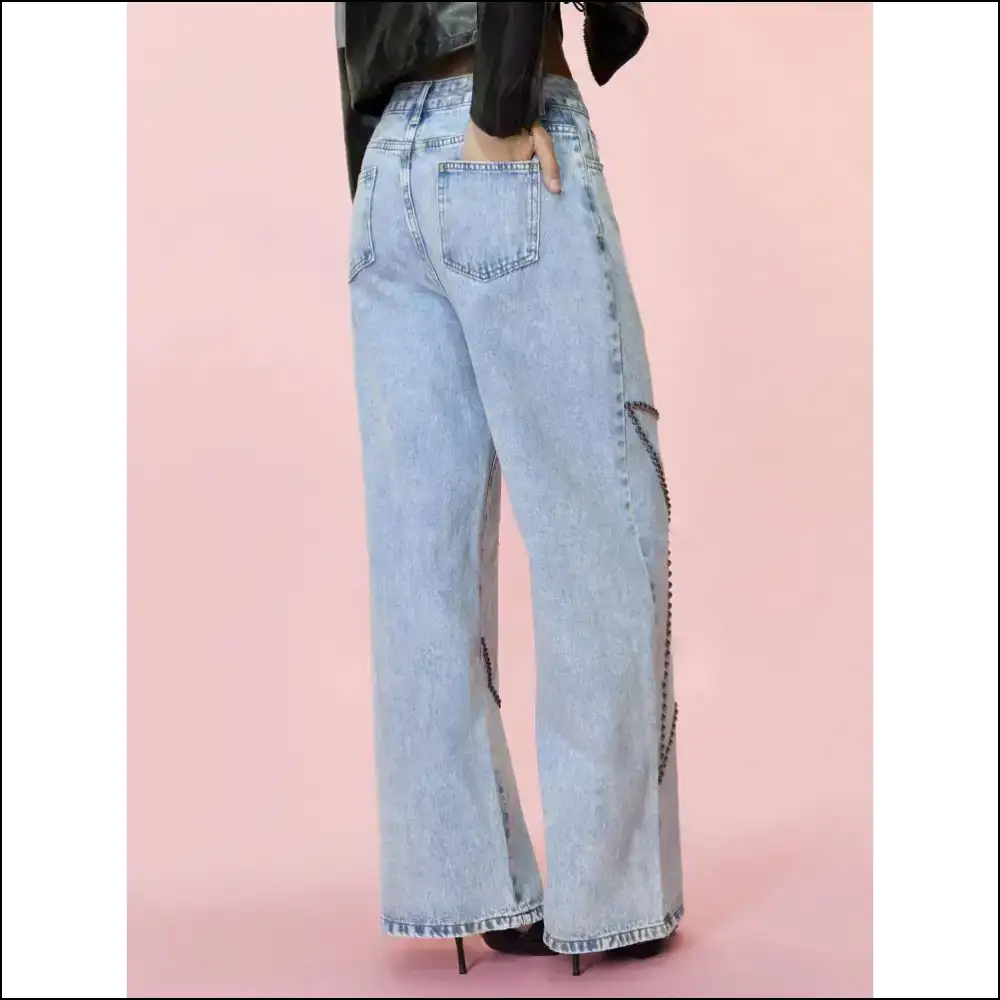 Studded Star Straight: Because your Curves Deserve a Standing Ovation! 🌟👖 - Jeans on Sale Worldwide Shipping