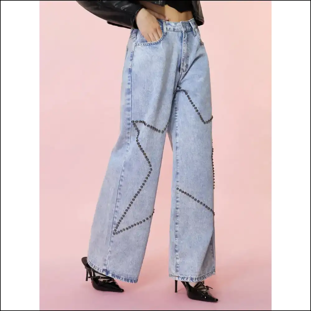 Studded Star Straight: Because your Curves Deserve a Standing Ovation! 🌟👖 - Jeans on Sale Worldwide Shipping