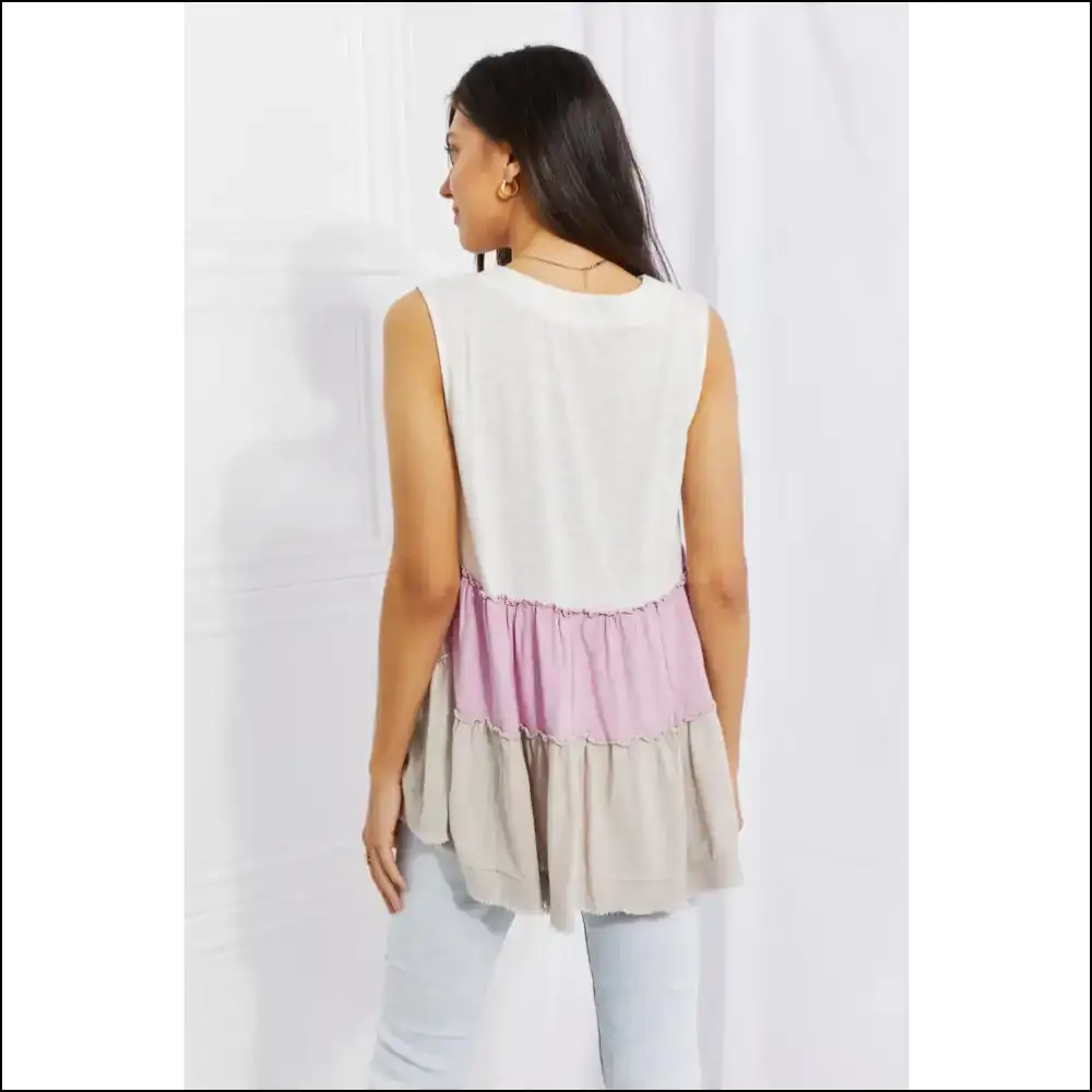 Sunset Dream Color Block Babydoll Top - Blouses on Sale Worldwide Shipping