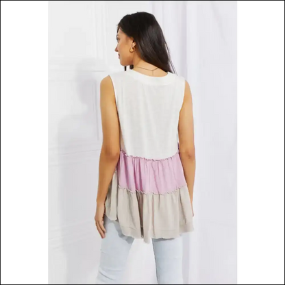 Sunset Dream Color Block Babydoll Top - Blouses on Sale Worldwide Shipping