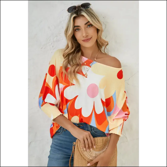 Sunshine on a Shirt Yellow Floral Dolman Blouse - s - Blouses on Sale Worldwide Shipping