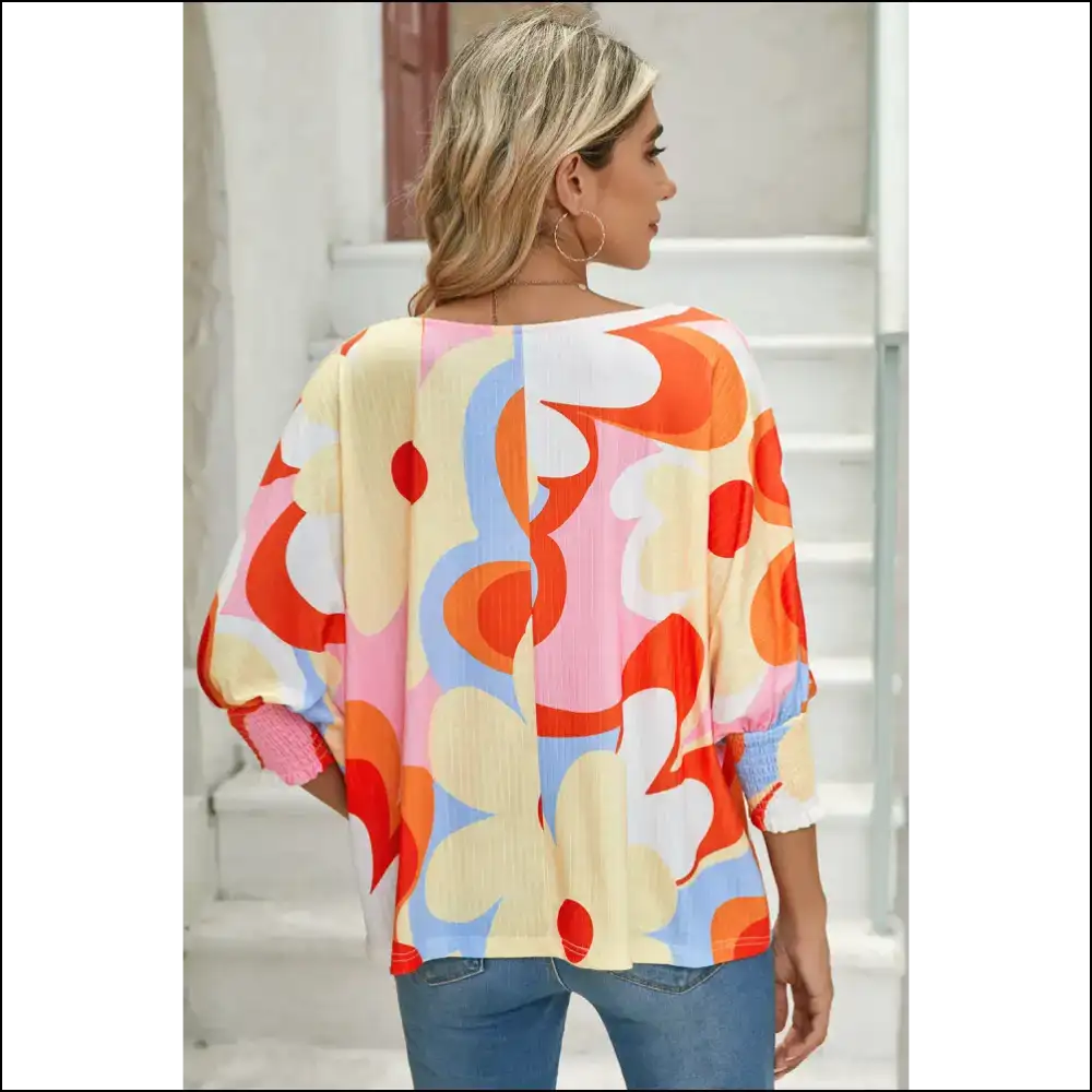 Sunshine on a Shirt Yellow Floral Dolman Blouse - Blouses on Sale Worldwide Shipping