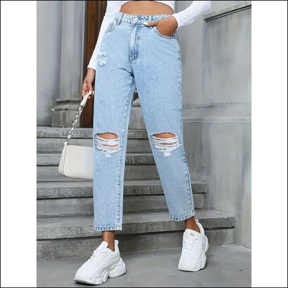 Take your Style to New Heights with our Distressed High Rise Jeans! 😍 - Jeans on Sale Worldwide Shipping
