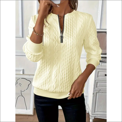 Texture Half Zip Long Sleeve Sweatshirt - Yellow / 2xl - Sweatshirts & Hoodies on Sale Worldwide Shipping
