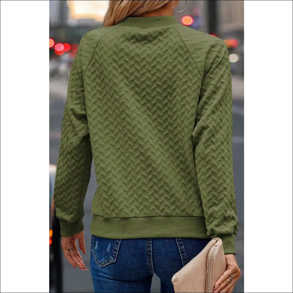 Chic Texture Round Neck Long Sleeve Sweatshirt - Sweatshirts & Hoodies on Sale Worldwide Shipping