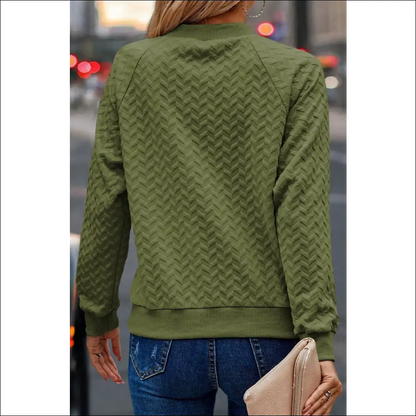 Chic Texture Round Neck Long Sleeve Sweatshirt - Sweatshirts & Hoodies on Sale Worldwide Shipping