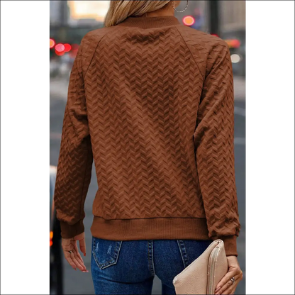 Chic Texture Round Neck Long Sleeve Sweatshirt - Sweatshirts & Hoodies on Sale Worldwide Shipping