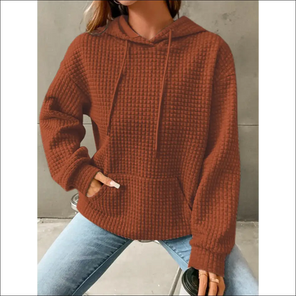 Textured Drop Shoulder Hoodie - Chic & Comfy - Brown / s - Hoodies Sweatshirts on Sale Worldwide Shipping