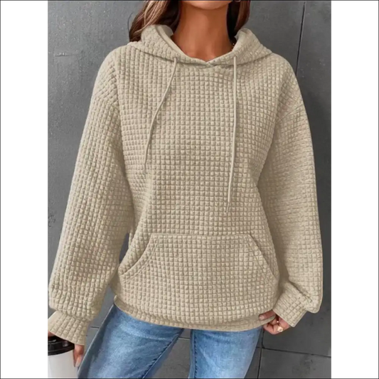 Textured Drop Shoulder Hoodie - Chic & Comfy - Camel / 2xl - Hoodies Sweatshirts on Sale Worldwide Shipping