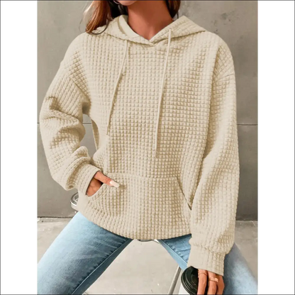 Textured Drop Shoulder Hoodie - Chic & Comfy - Ivory / s - Hoodies Sweatshirts on Sale Worldwide Shipping