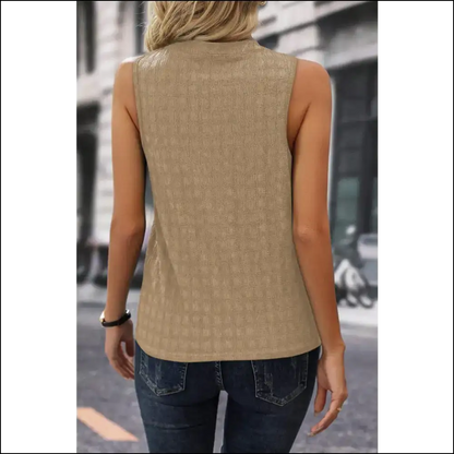 Textured Notched Tank Top - Effortlessly Chic - Tops on Sale Worldwide Shipping