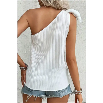 Textured one Shoulder Tank - Chic & Playful - Tops on Sale Worldwide Shipping