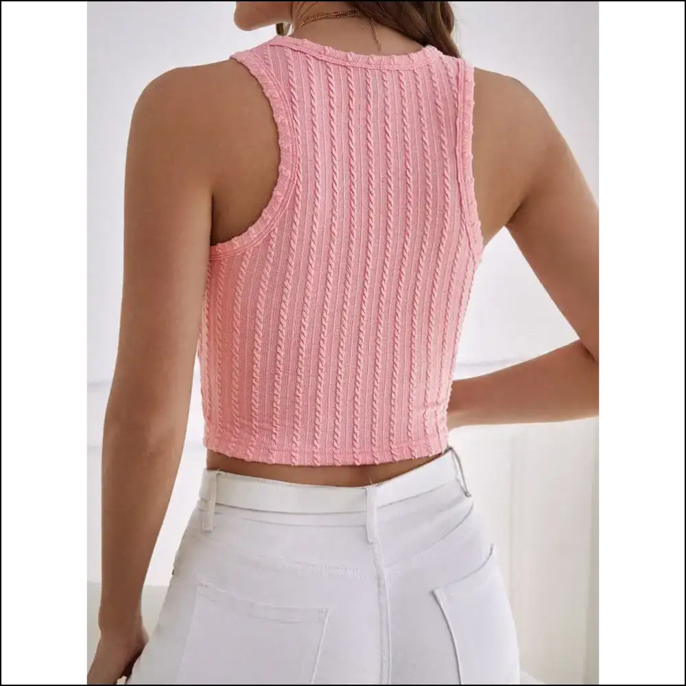 Textured Racerback Cropped Tank Top - Tops on Sale Worldwide Shipping