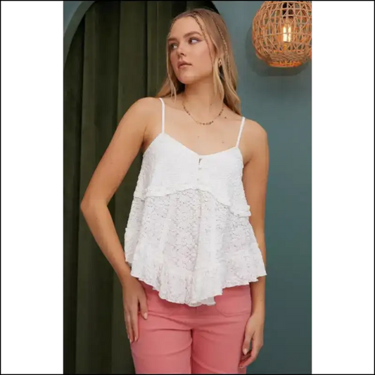 Textured V-neck Cami - Chic & Stylish - White / s - Tank Tops on Sale Worldwide Shipping