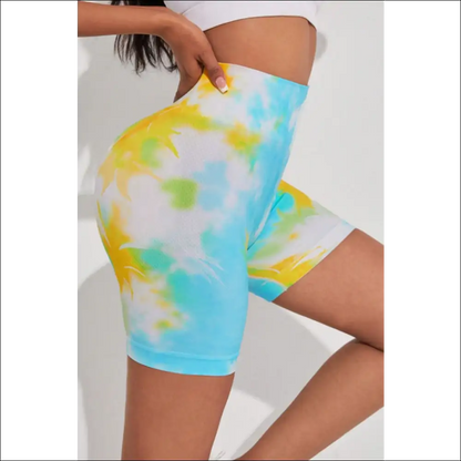 Tie-dye Wide Waistband Sports Shorts - on Sale Worldwide Shipping
