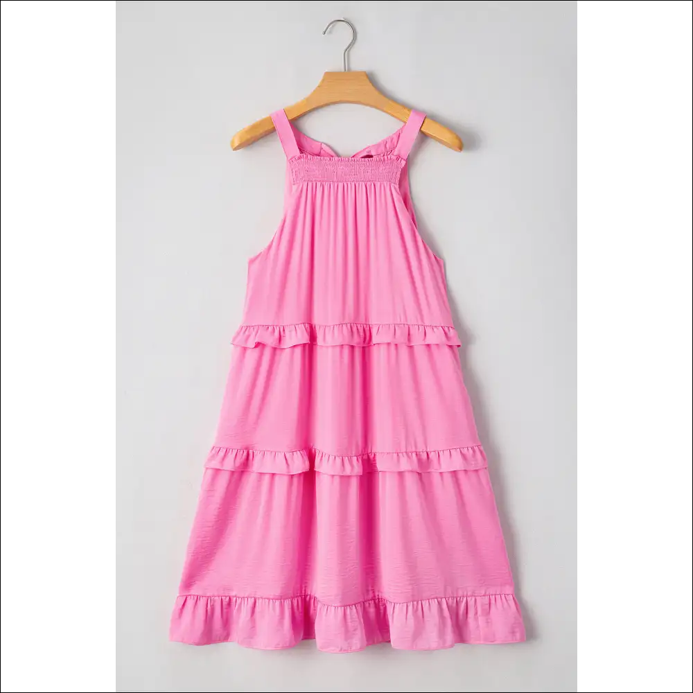 Ruffled Layered Mini Dress with Tied Back - Dresses on Sale Worldwide Shipping
